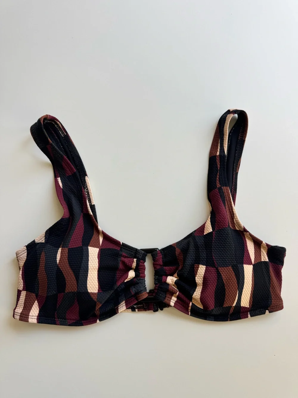 Old Navy Womens Swimsuit Top in Black, Burgundy & Brown Wave Print size medium